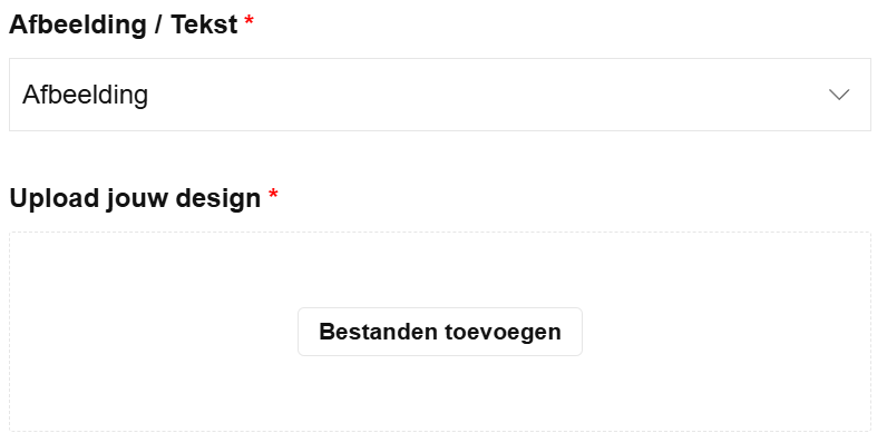 Screenshot van uploadpagina